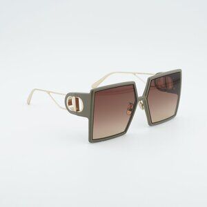 Dior 30MONTAIGNE SU 55F1 Sunglasses Green Square Frame, Brown Lenses